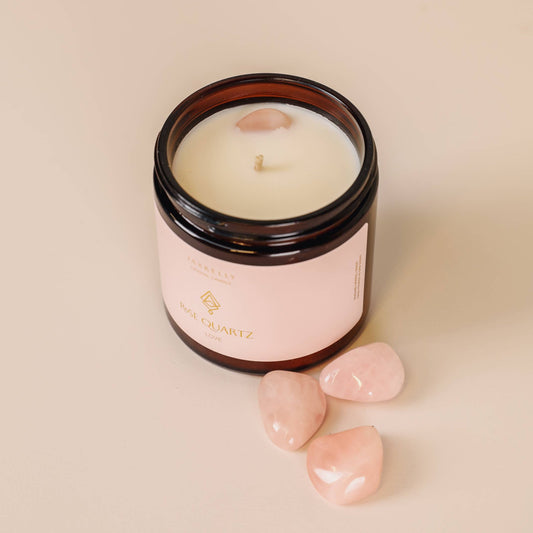 Love Candle with Rose Quartz