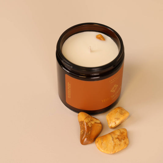 Happiness Candle with Yellow Jasper