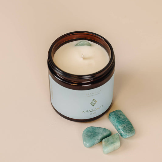 Hope Candle with Amazonite Crystal