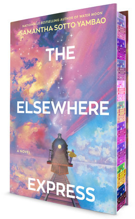 Book cover of 'The Elsewhere Express' with a colorful design and lighthouse illustration.