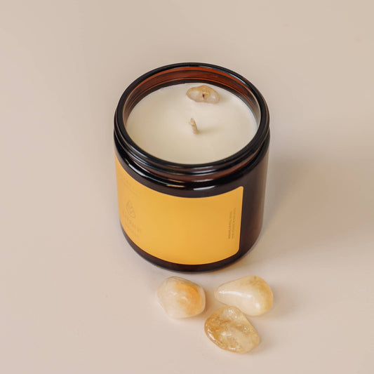 Success Candle with Citrine Crystal