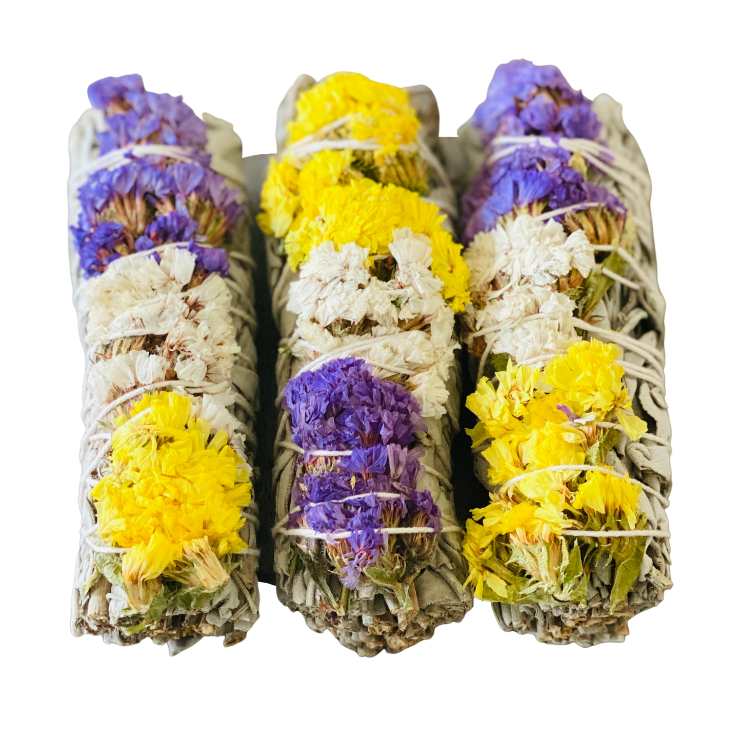 White Sage Smudge Stick with Flowers