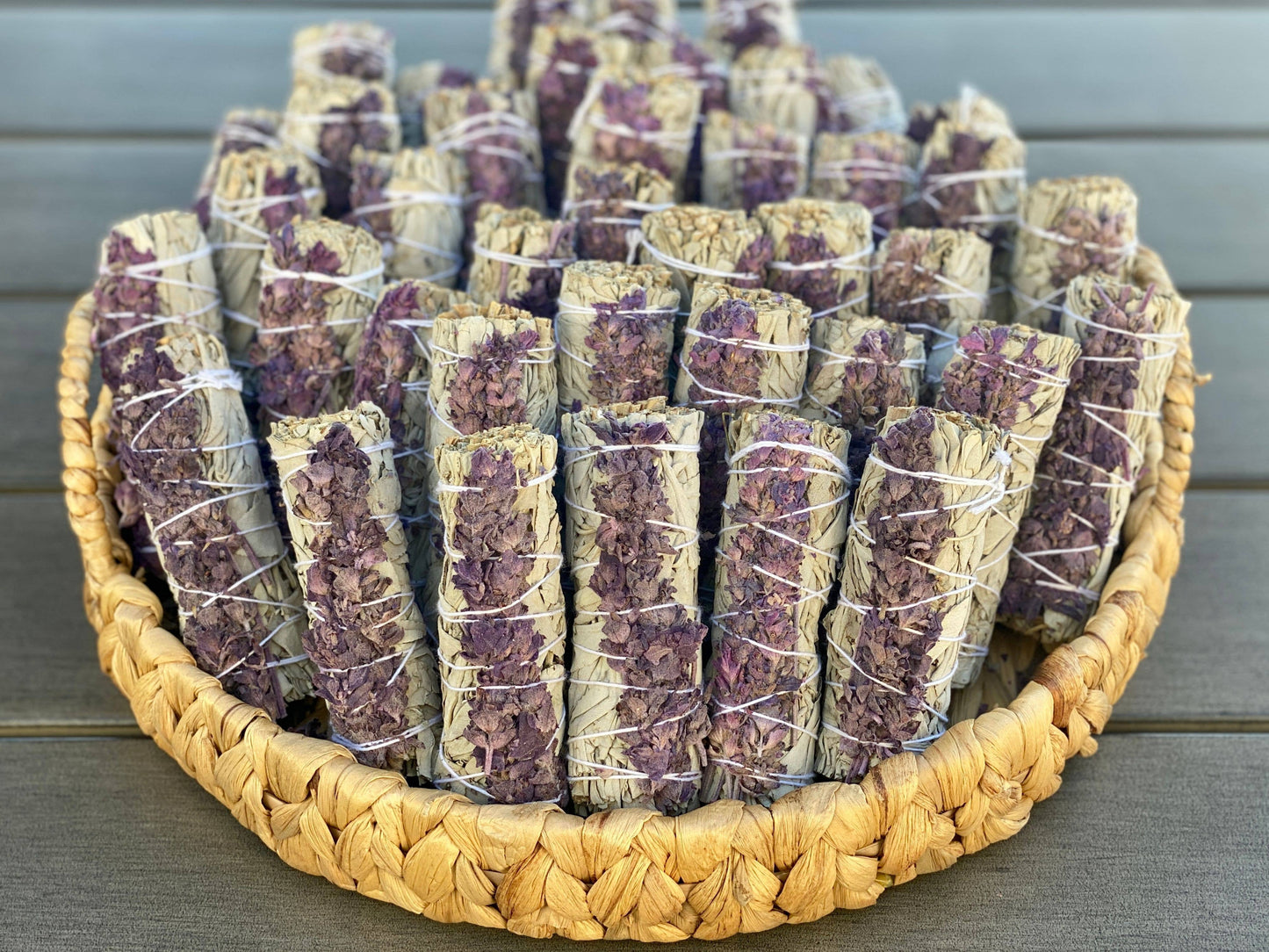 White Sage Smudge Stick with Lavender Flowers