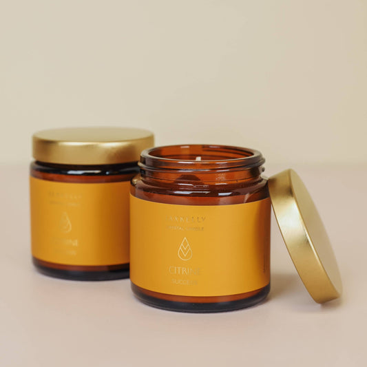 Success Candles with Citrine Crystal